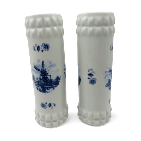 DELFT BLUE Dutch Windmill Vase Set Holland Vintage 9" - Picture 3 of 9